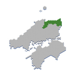 ハニカム構造状の鳥取県の地図