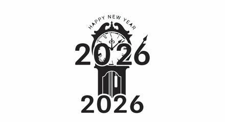 Grandfather clock marks the arrival of the New Year 2026 with festive celebration