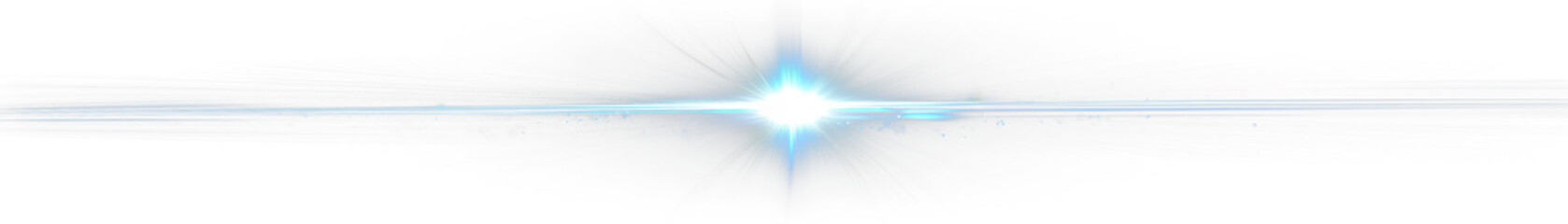 Futuristic blue lens flare with light streaks on transparent background
