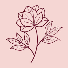 A line art clip art flower vector. vector illustration of a pink flower.