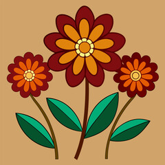 Colorful leafy abstract flower vector art background.