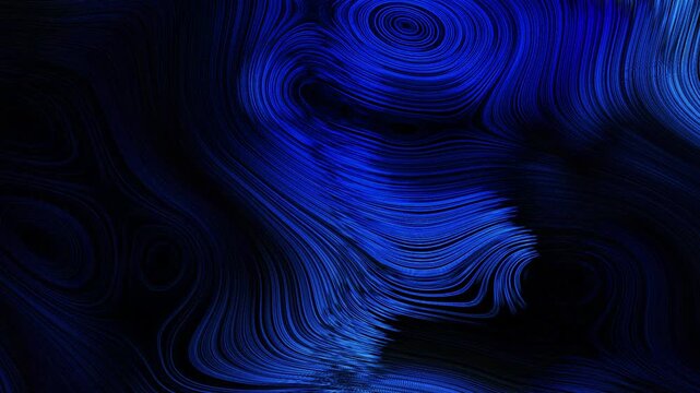 Blue abstract swirl pattern with dark background and flowing lines creating a vortex effect art 100