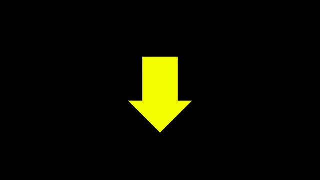 Animated Yellow squirrel arrow motion..down Moving arrows to the side arrow on black background ,4k video