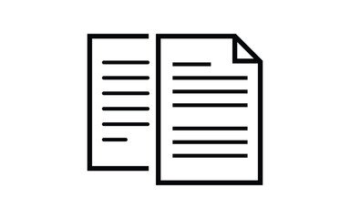 Minimalist document outline showing pages side by side in black and white