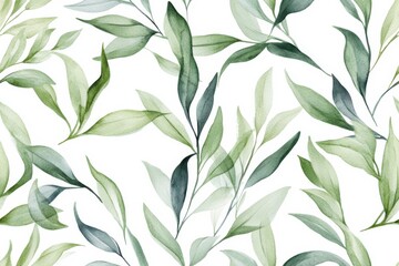 Fototapeta premium Beautiful Botanical Pattern Featuring Lush, Green Leaves on a Soft White Background