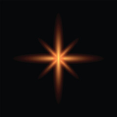 A bright orange starburst effect with a glowing center and radiating light flares against a dark background, creating a magical and festive atmosphere