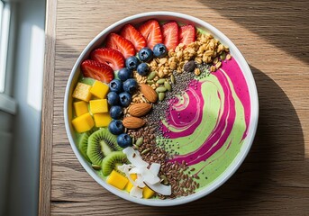 Healthy smoothie bowl with fresh fruits and granola