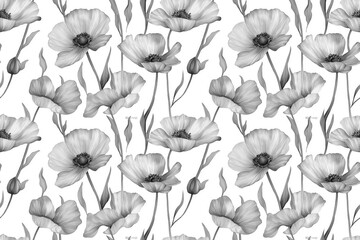 Black and White Floral Pattern Design