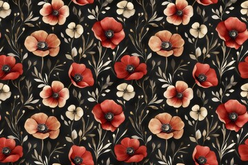 Vibrant Red and White Floral Pattern