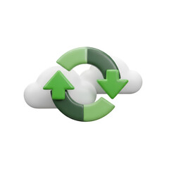 Obraz premium Cloud computing with arrows up and down isolated on transparent background