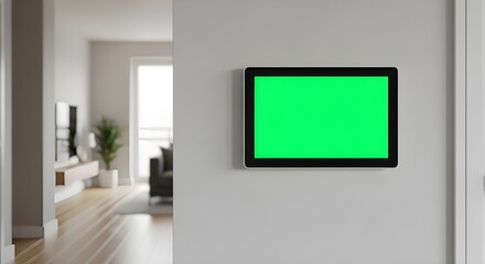 smart home control panel green screen modern interior