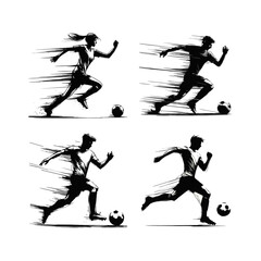 Soccer Player in Motion, Vector Silhouette