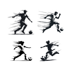 Soccer Player Silhouettes Vector Illustration