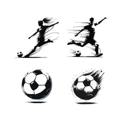 Soccer Player Kicking Ball Silhouette Art