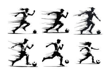 Dynamic Soccer Players Silhouettes in Motion