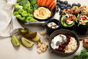 Healthy vegan snacks concept.