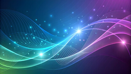 Abstract digital waves of light and data flowing through space