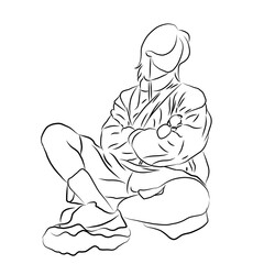 Casual Style, Minimalist Line Art of Person Sitting
​