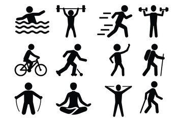 Collection of diverse male athletes in dynamic action poses for sports and fitness themes