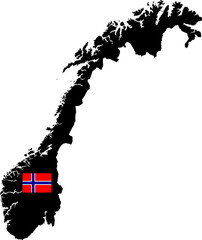 Norway Map with National Flag Design Vector