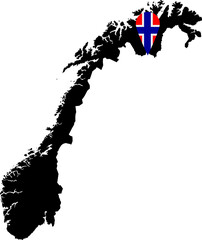 Norway Map with National Flag Design Vector