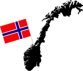 Norway Map with National Flag Design Vector