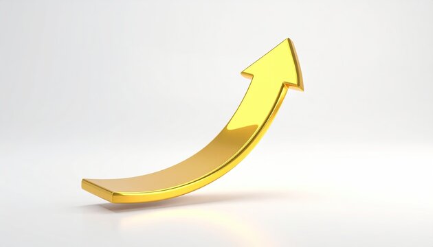 Shiny, golden, curved arrow pointing upwards - Powered by Adobe