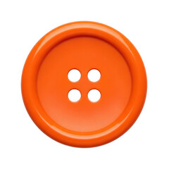 Fototapeta premium Bright orange four hole sewing button isolated on transparent background