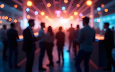Blurred shot of business people at party in office center. High quality