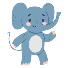 Obraz premium cute elephant wild animal cartoon character flat color vector illustration template design