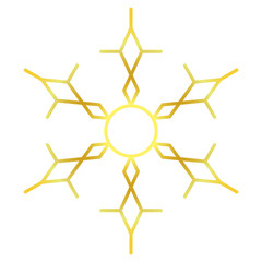 Gold snowflake pattern design with transparent background for christmas or winter theme design elements
