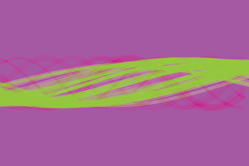 Abstract neon green waves on pink background