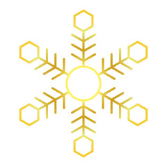 Gold snowflake pattern design with transparent background for christmas or winter theme design elements