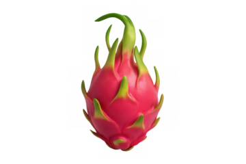 Dragon fruit whole, fresh pitaya with vibrant pink skin and green scales, tropical superfood on transparent background