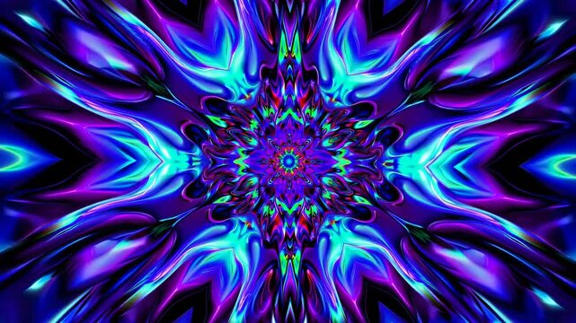 Colorful abstract motion background featuring a faceless alien fractal design