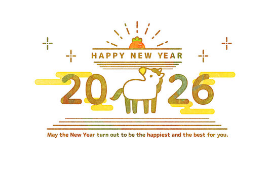 午年　年賀状　北欧風　和風