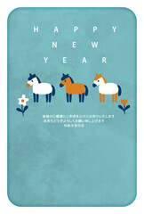 午年　年賀状　かわいい　デザイン
