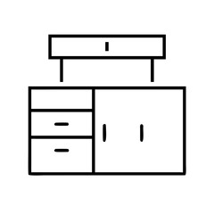 Outline storage cabinet icon for furniture concept