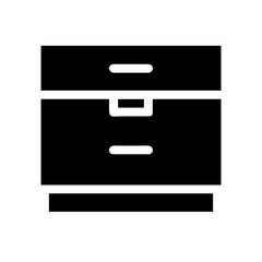 Nightstand, wooden drawer, furniture for bedroom or living room, dark background