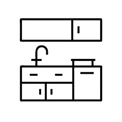 Kitchen furniture, sink, cupboard and countertop