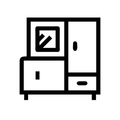 Black wardrobe icon for design purposes