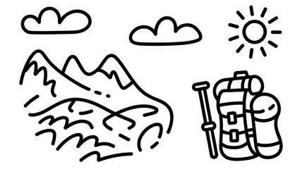 Hiking and outdoor gear vector set