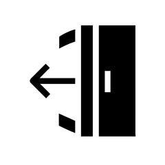 Black exit door icon for design purposes