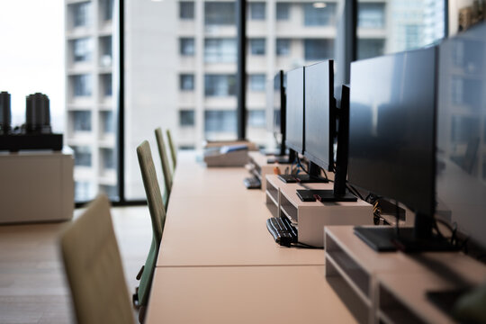 Fototapeta Modern Empty Office Space with City View