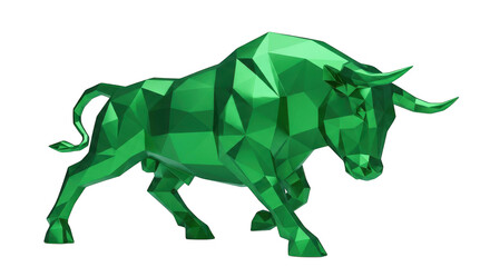 Obraz premium Green geometric bull isolated on transparent background