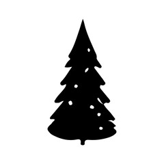 Fototapeta premium christmas tree icon. Festive Black and White