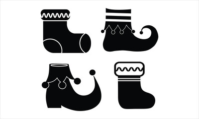 Festive Elf Boots and Christmas Socks Silhouette Collection