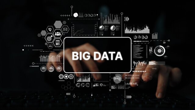 Conceptualization of Big Data with Abstract Data Visualization and Hands Typing on a Keyboard in Dark Environment. Asymptotic smart data analytic.