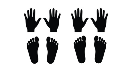 Silhouettes of human hands and feet arranged in a grid pattern