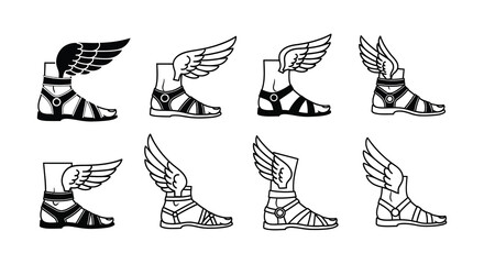 Ancient sandals with wings a depiction of swiftness and mythology